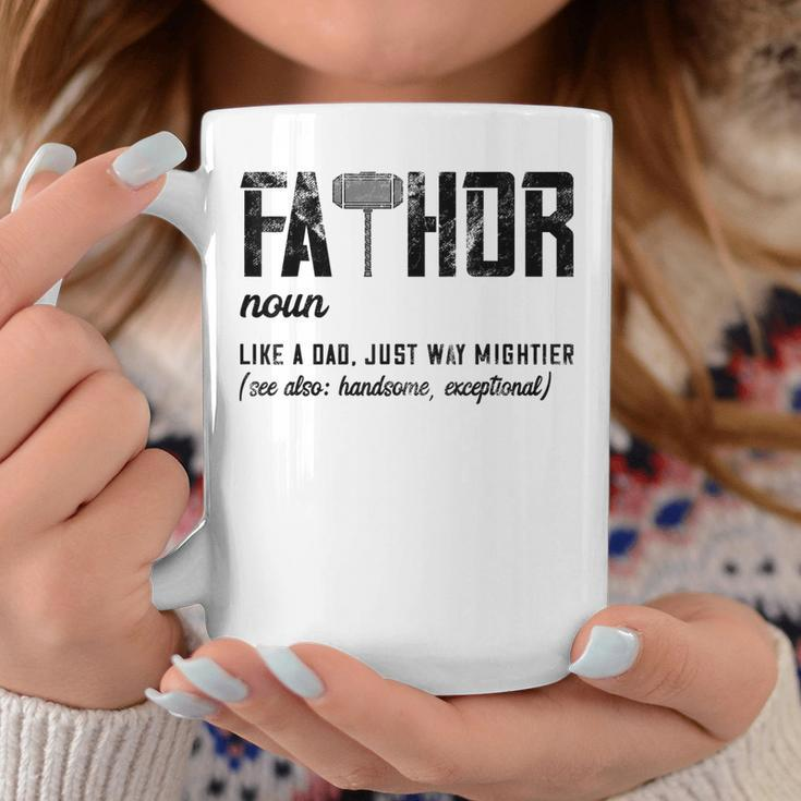 Mens Fathor Like Dad Just Way Mightier Fathers Day Fa-Thor Coffee Mug Funny Gifts