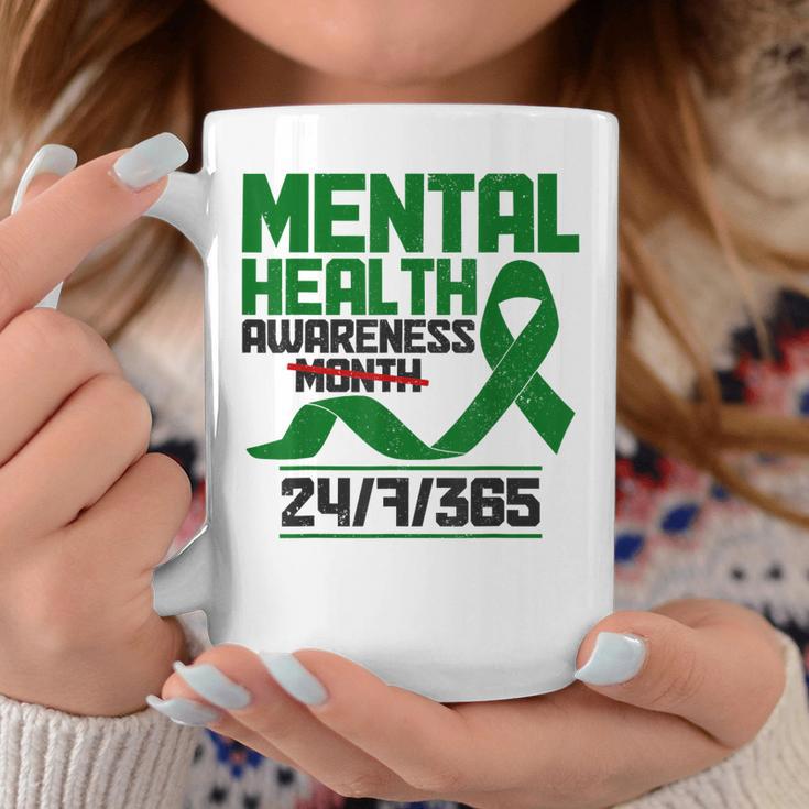 Mental Health Awareness Month Matters Green Ribbon Coffee Mug | Mazezy