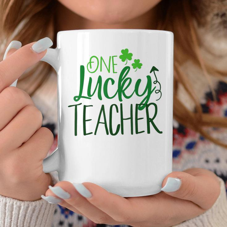 One Lucky Teacher Cute Educator St Patricks Day Shamrock Coffee Mug Funny Gifts