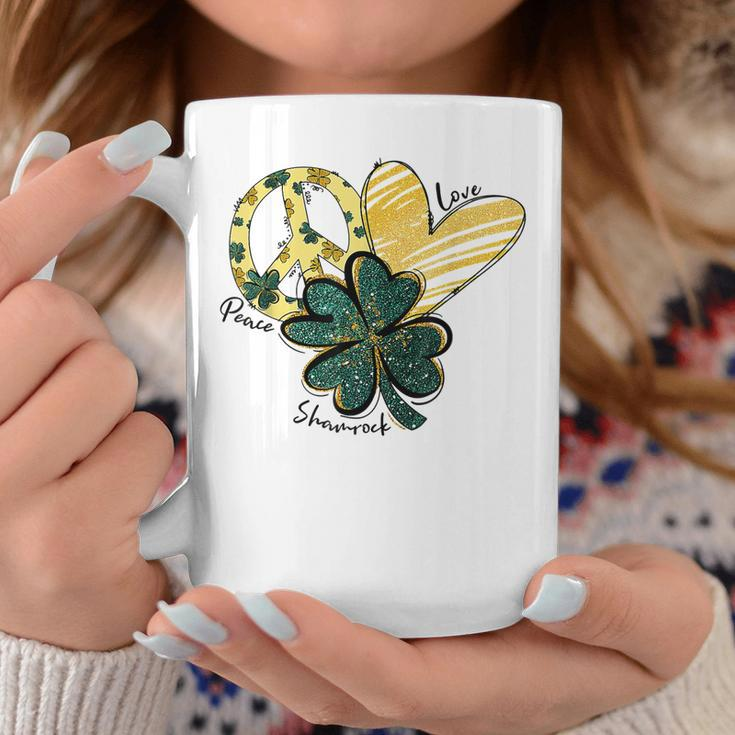 Peace Love Shamrock Leopard Irish Shamrocks St Patricks Day Coffee Mug Funny Gifts