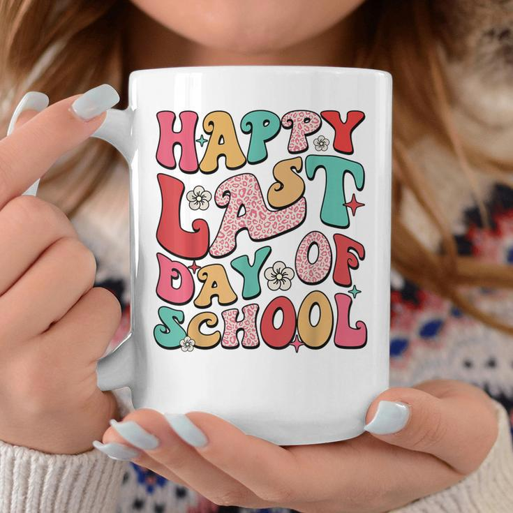 Retro Groovy Happy Last-Day Of School Leopard Teacher Kids Coffee Mug Unique Gifts