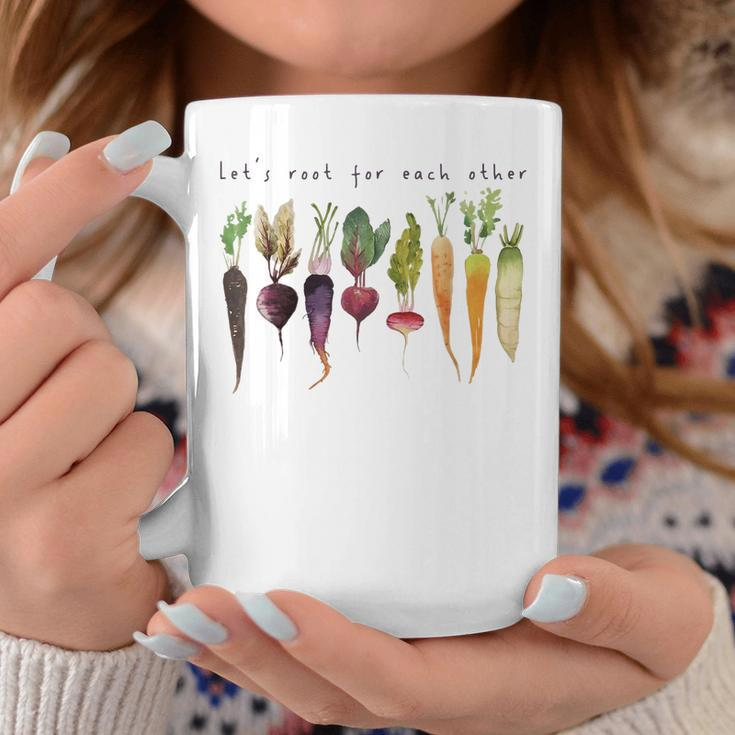 Retro Lets Root For Each Other Cute Veggie Funny Vegan Coffee Mug Personalized Gifts