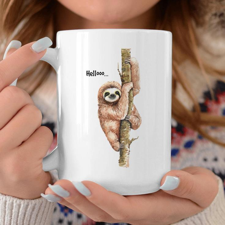 Sloth Hello Watercolor Coffee Mug Funny Gifts