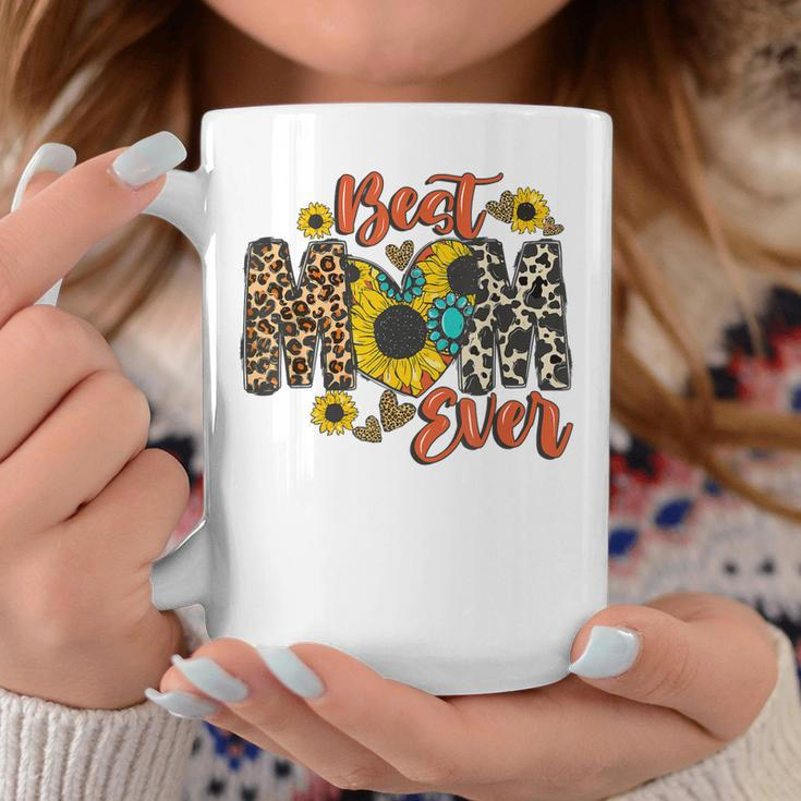 Womens Best Mom Ever Sunflower Leopard Happy Mothers Day Coffee Mug Unique Gifts