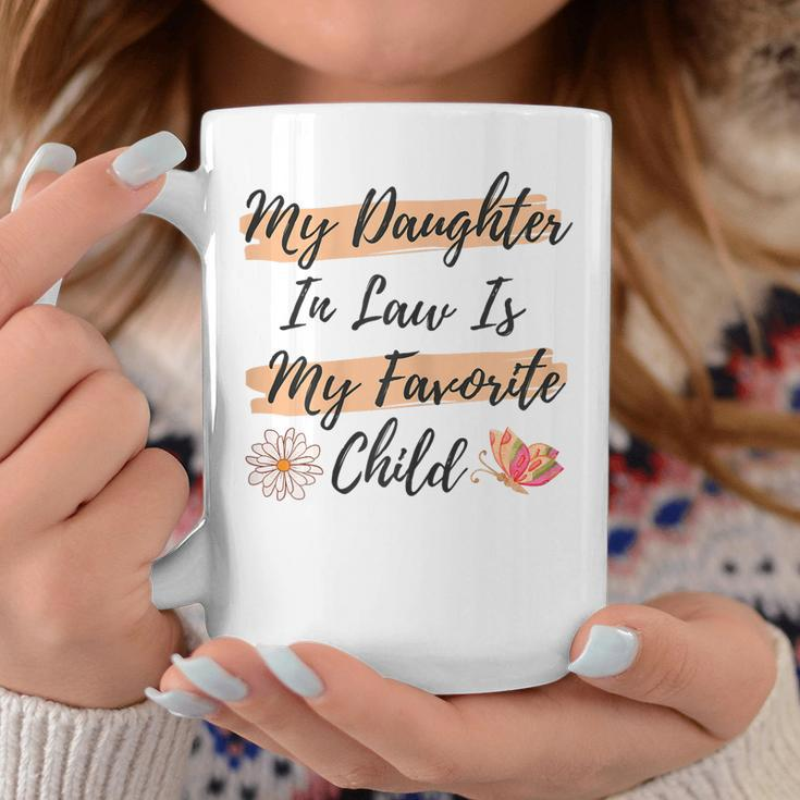 Womens My Daughter In Law Is My Favorite Child Butterfly Family Coffee Mug Unique Gifts