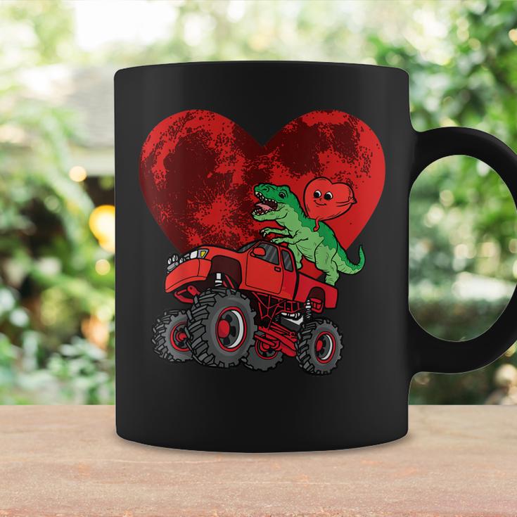 Heart Dinosaur Riding Monster Truck Valentines Day Moon  Coffee Mug
