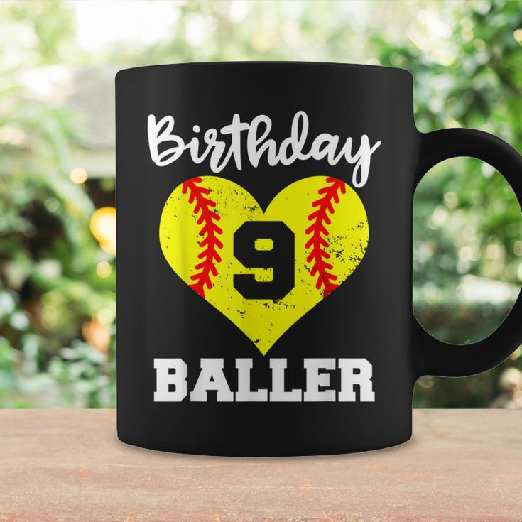 9Th Birthday Baller Funny 9 Year Old Softball Coffee Mug Gifts ideas