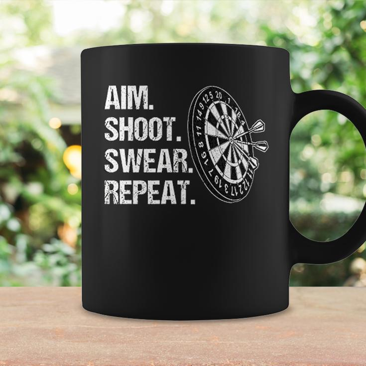 Aim Shoot Swear Repeat Funny Darts Player Coffee Mug Gifts ideas
