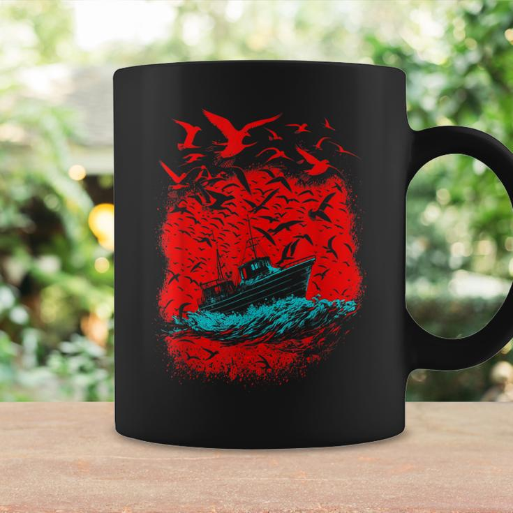 Art Birds And Boat In Ocean Under Red Sky Coffee Mug Gifts ideas