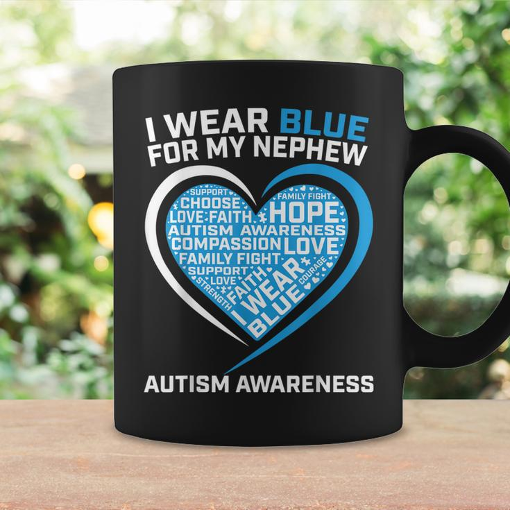 Aunt Uncle Heart I Wear Blue For My Nephew Autism Awareness Coffee Mug Gifts ideas