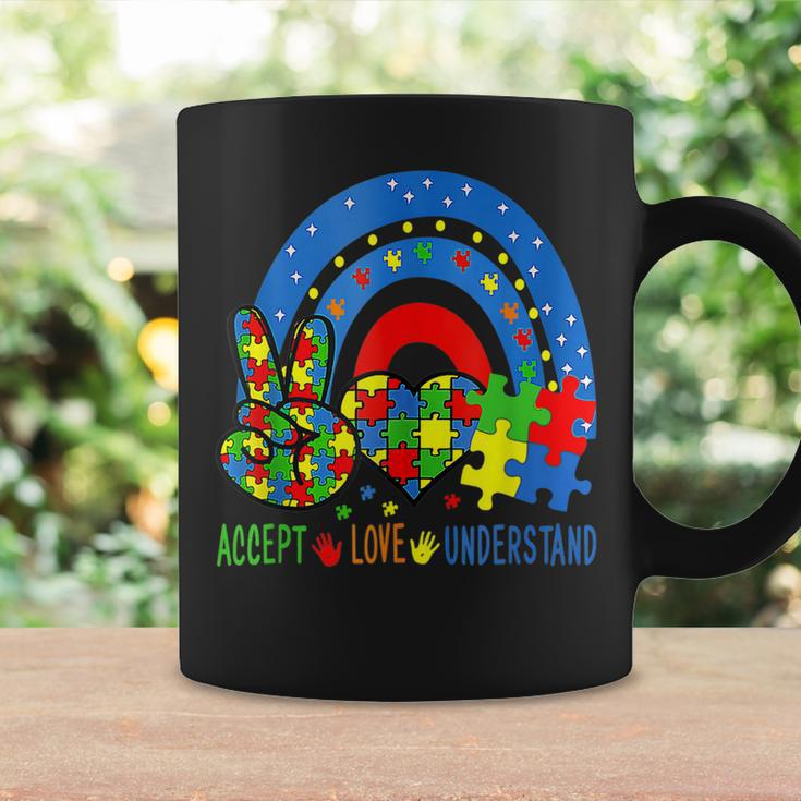 Autism Accept Love Understand Puzzle Pieces Tie Dye Rainbow Coffee Mug Gifts ideas