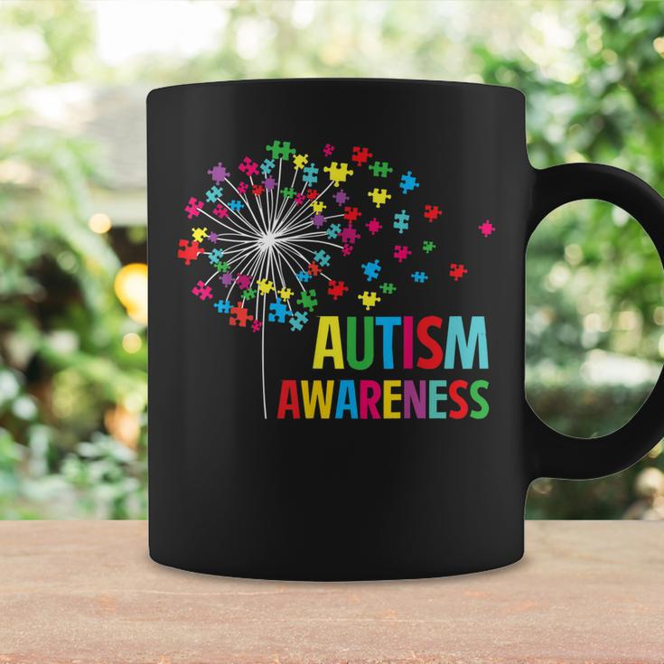 Autism Awareness Dandelion Puzzle Piece Dad Mom Autistic Coffee Mug Gifts ideas