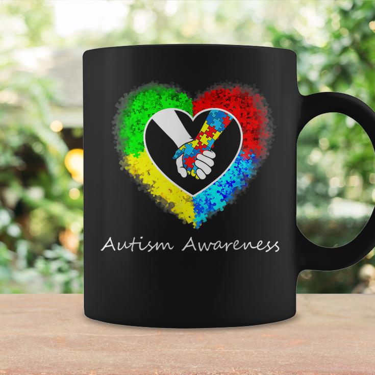 Autism Awareness Hands In Heart Puzzle Pieces Coffee Mug Gifts ideas