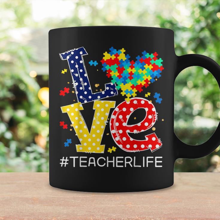 Autism Awareness Month Love Heart Puzzle Piece Teacher Life Coffee Mug Gifts ideas