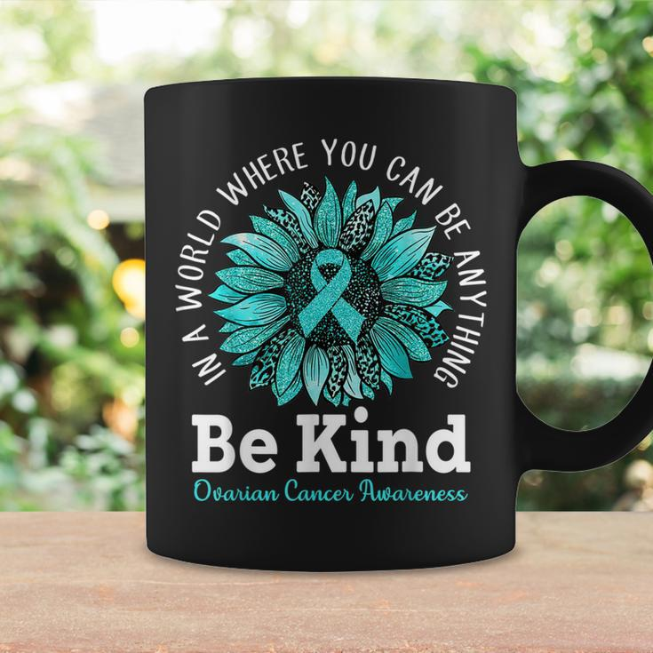 Be Kind Ovarian Cancer Awareness Ribbon Sunflower Kindness Coffee Mug Gifts ideas
