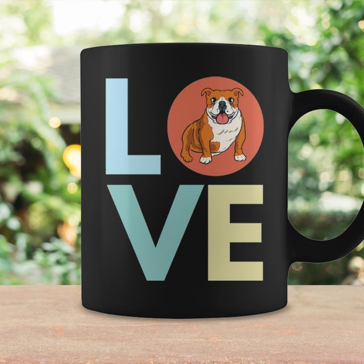 Bulldog Love Retro Text Cute Bulldog Graphic Art Dog Mom Coffee Mug Gifts ideas