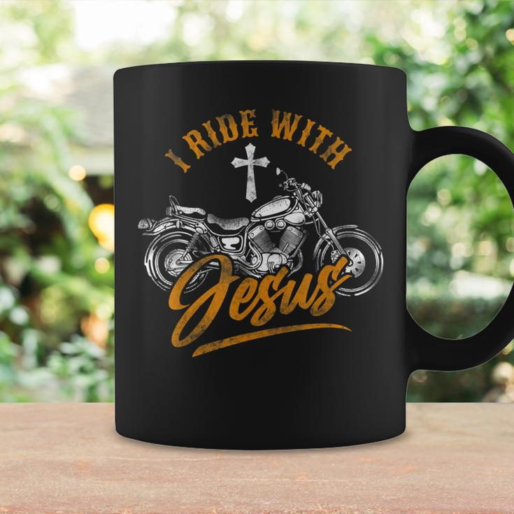 Christian Motorcycle Biker I Ride With Jesus Faith Coffee Mug Gifts ideas