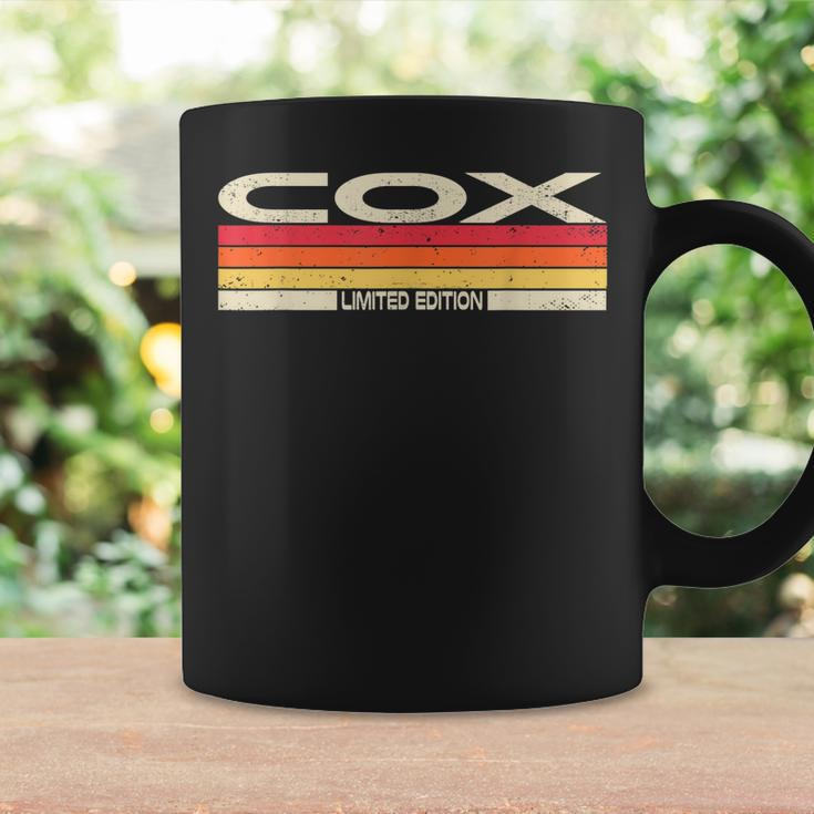 Cox Nachname Retro Sunset Tassen, 80er 90er Jahre Geburtstag Familientreffen Geschenkideen