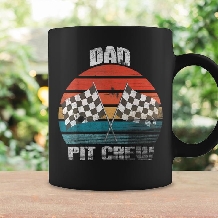 Dad Pit Crew Race Car Chekered Flag Vintage Racing Party Coffee Mug Gifts ideas