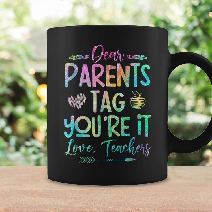 Dear Parents Tag Youre It Love Teacher Tie Dye Funny Teacher Coffee Mug Gifts ideas