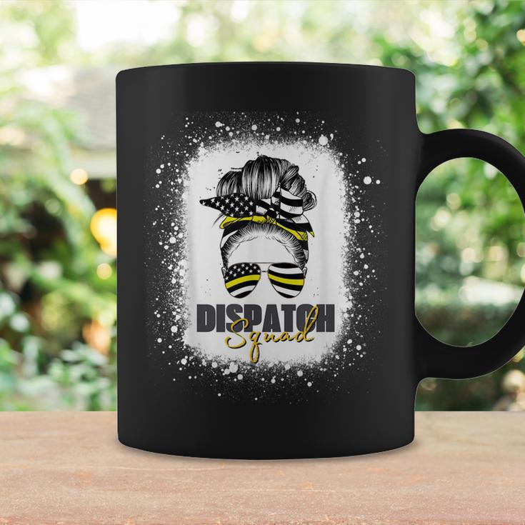Dispatcher 911 Women Messy Bun American Flag Dispatch Squad Coffee Mug Gifts ideas