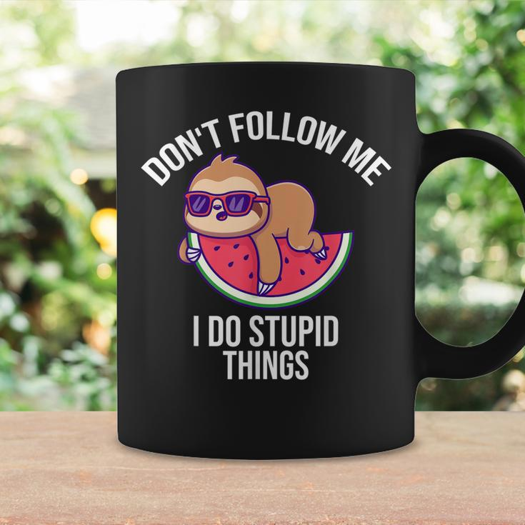 Dont Follow Me I Do Stupid Things Funny Sloth On Watermelon Coffee Mug Gifts ideas