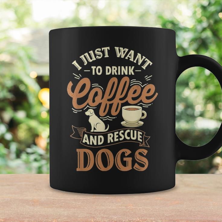 Drink Coffee & Rescue Dogs Adoption Rescue Mom Dad Coffee Mug Gifts ideas