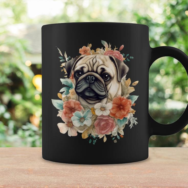 Floral Pug Dog Spring Nature Dog Lovers Coffee Mug Gifts ideas