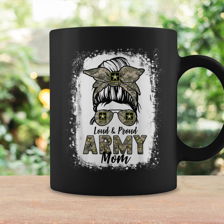 Funny Army Mom Messy Bun Loud And Proud Army Mom Mama Coffee Mug Gifts ideas