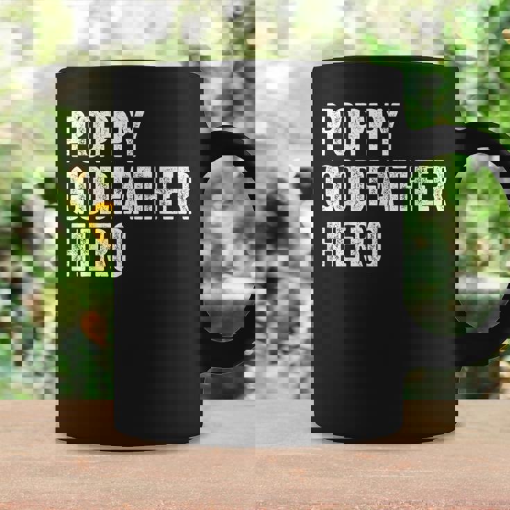 Funny Distressed Poppy Godfather Hero Apparel Grandpa Dad Coffee Mug Gifts ideas