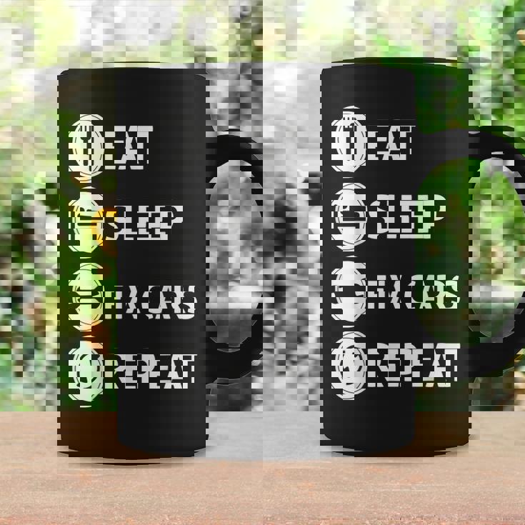 Funny Eat Sleep Fix Cars Repeat Auto Mechanic Gift Coffee Mug Gifts ideas