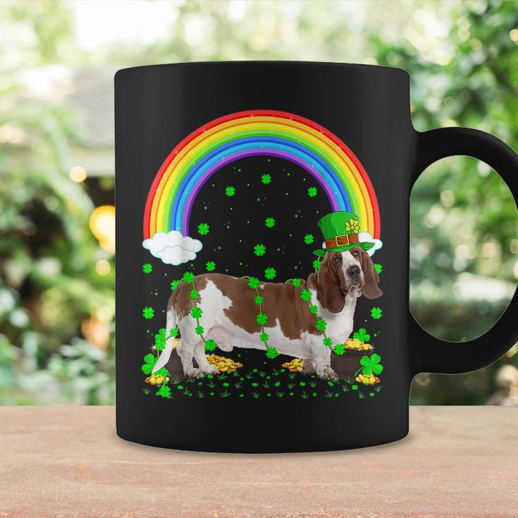 Funny Shamrock Vintage Rainbow Basset Hound St Patricks Day Coffee Mug Gifts ideas