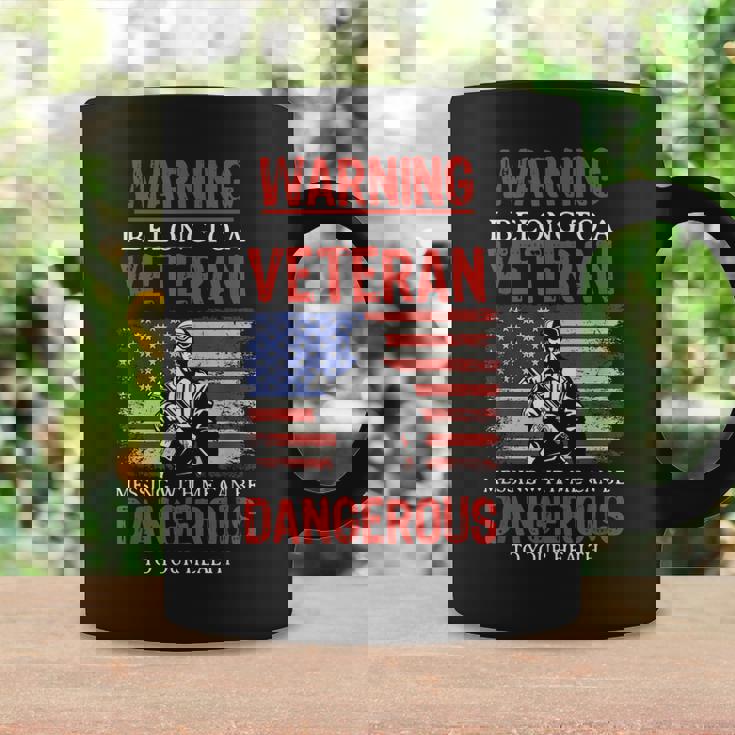 Funny Veteran Wife I Belong To A Veteran Dangerous Warning Coffee Mug Gifts ideas