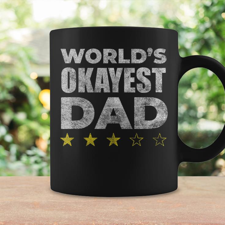 Funny Worlds Okayest Dad - Vintage Style Coffee Mug Gifts ideas