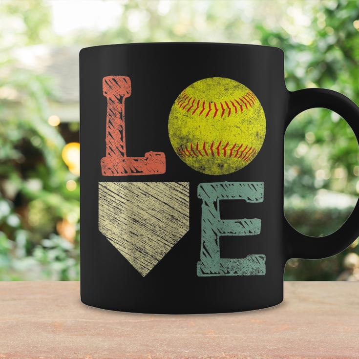 Girls Love Softball Mom Women Distressed Ball Coffee Mug Gifts ideas