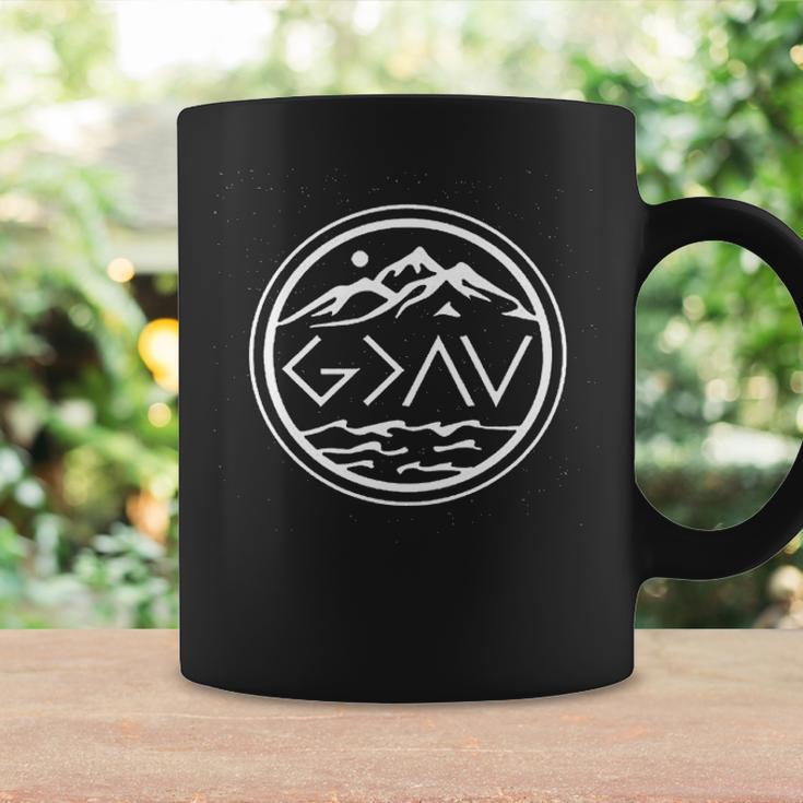 God Is Greater Than The High And Lows Cute Graphic Inspirational Christian Mountain Coffee Mug Gifts ideas