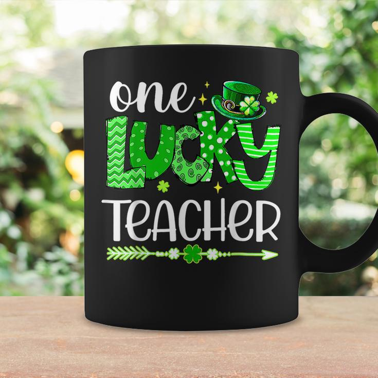 Green Leopard Shamrock One Lucky Teacher St Patricks Day Coffee Mug Gifts ideas