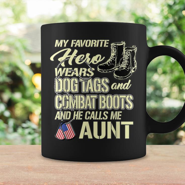 Hero Wears Dog Tags Combat Boots Proud Military Aunt Gift Coffee Mug Gifts ideas