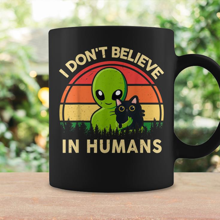 I Dont Believe In Humans Funny Alien Ufo Cat Vintage Retro Coffee Mug Gifts ideas