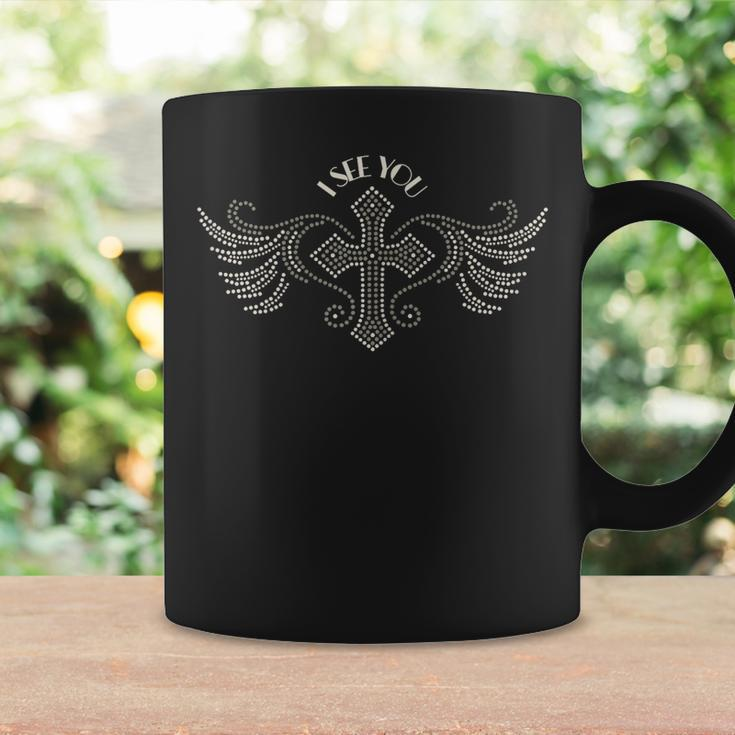 I See You With Dotted Cross And Wings Custom Graphic  Gift For Womens Coffee Mug Gifts ideas