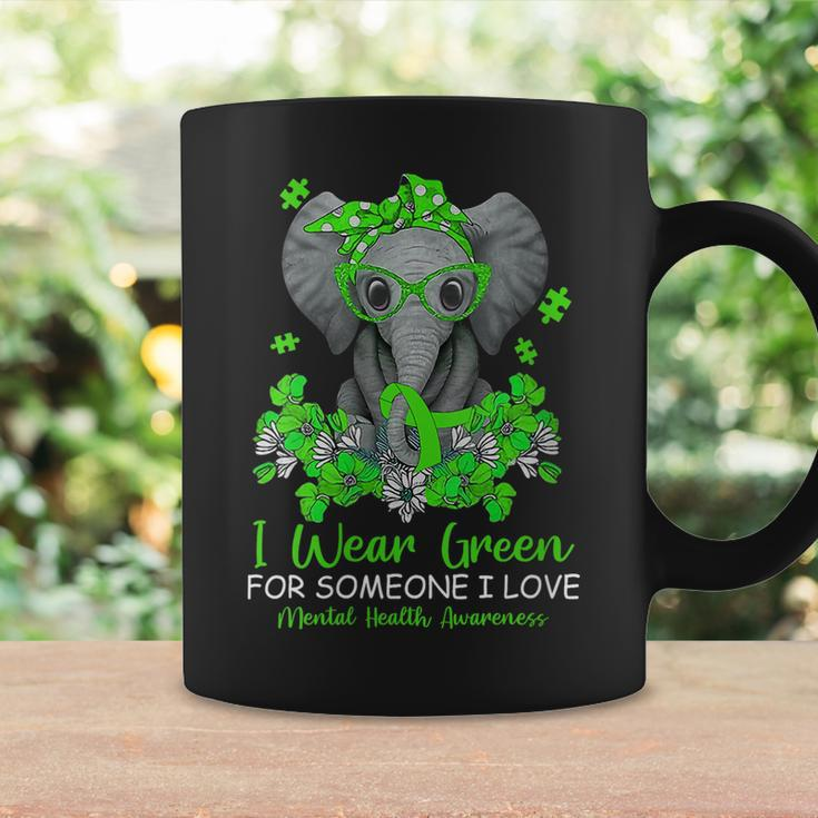 I Wear Green For Mental Health Awareness Ribbon Elephant Gift For Womens Coffee Mug Gifts ideas