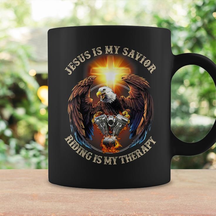 Jesus Is My Savior Riding Is My Therapy Jesus Motorcycle Coffee Mug Gifts ideas