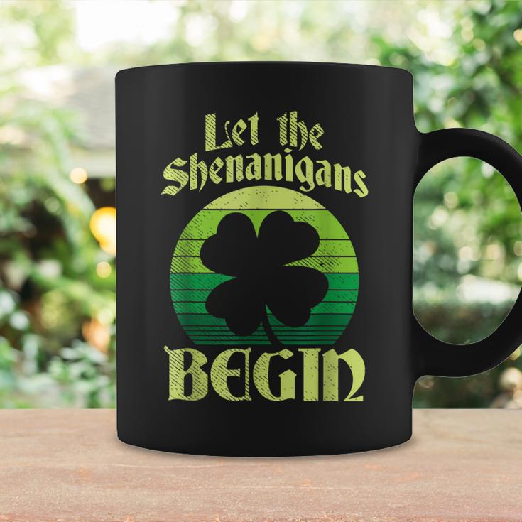Let The Shenanigans Begin Retro Shamrock Fun St Patricks Day Coffee Mug Gifts ideas