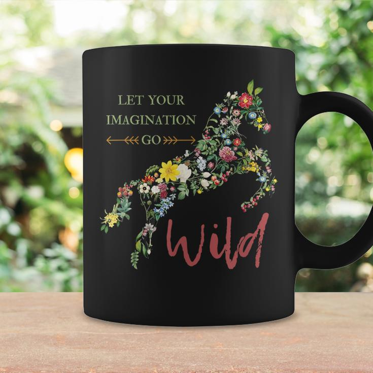 Let Your Imagination Go Wild Botanical Flower Horse Coffee Mug Gifts ideas