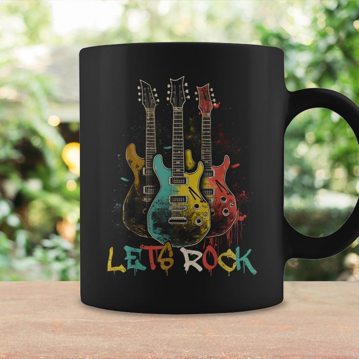Lets Rock Rock N Roll Guitar Retro Graphic For Men Women Coffee Mug Gifts ideas