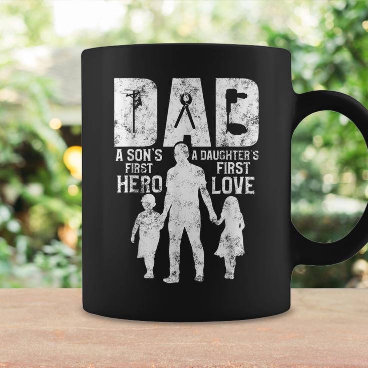 Lineman Dad A Daughters First Love A Sons First Hero Coffee Mug Gifts ideas
