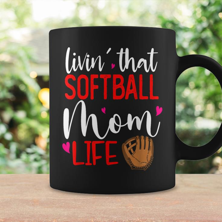 Living That Softball Mom Life Sport Parent Cheer Squad Coffee Mug Gifts ideas