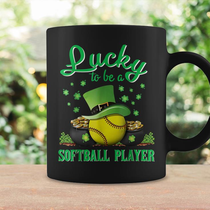 Lucky To Be A Softball Player St Patricks Day Lucky Clover Coffee Mug Gifts ideas