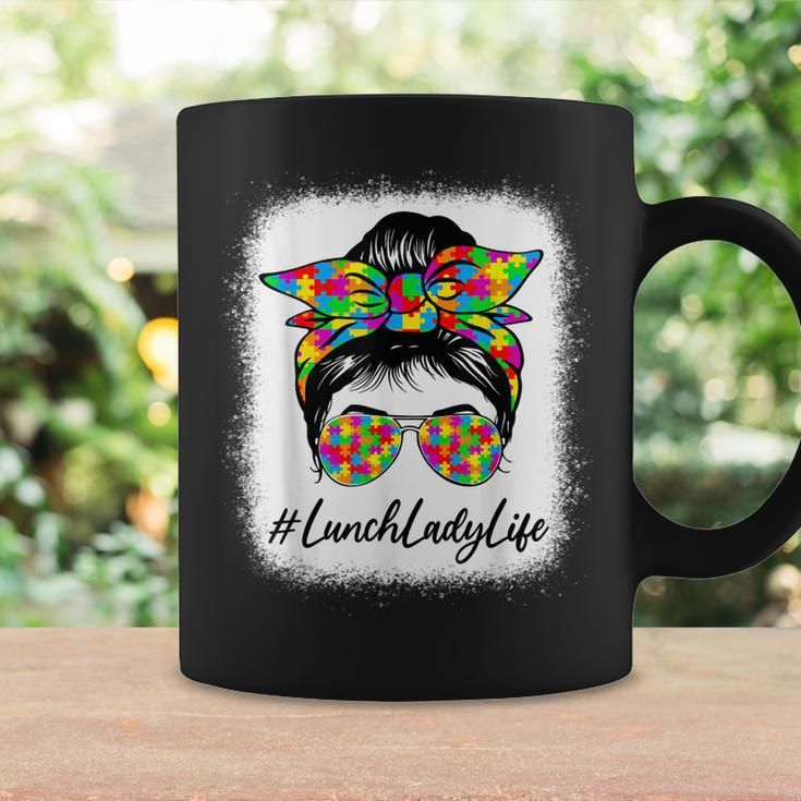 Lunch Lady Messy Bun Women Supporting Autism Awareness Month Coffee Mug Gifts ideas