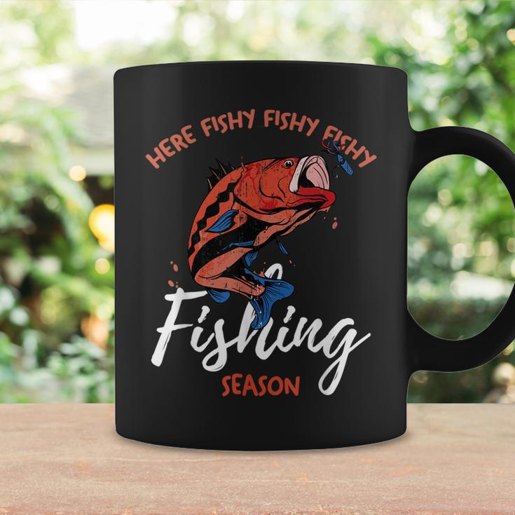 Lustiges Angler-Tassen Here Fishy Fishy, Perfekt für Angelsaison Geschenkideen